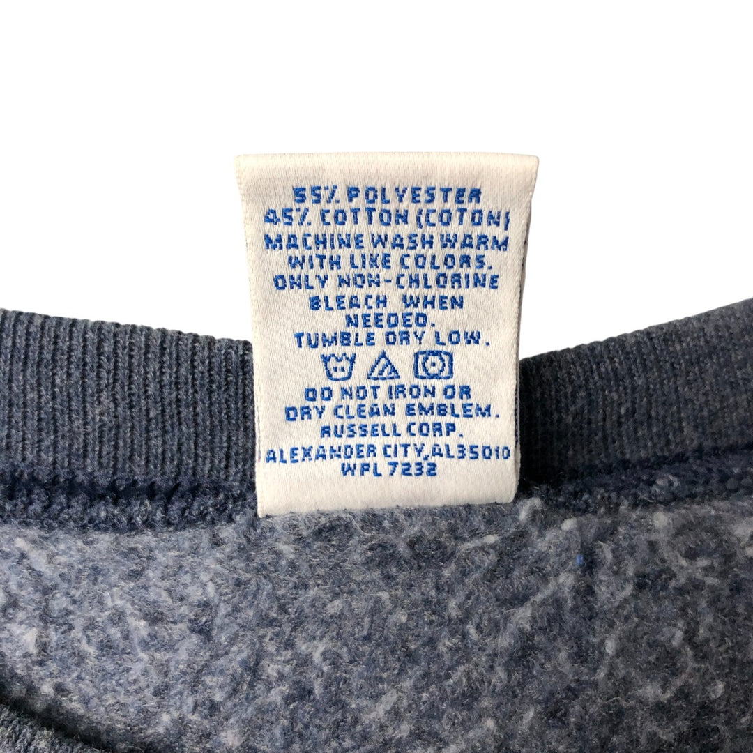 Vintage 90'S Russell plain blank sweatshirt, men's size L, with a V-neck gusset. polyester navy blue type Vintage Second Hand