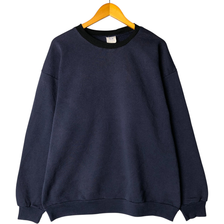 Vintage 90'S WON'S WEAR plain blank sweatshirt, made in the USA, men's size XXL polyester navy blue type Vintage Second Hand