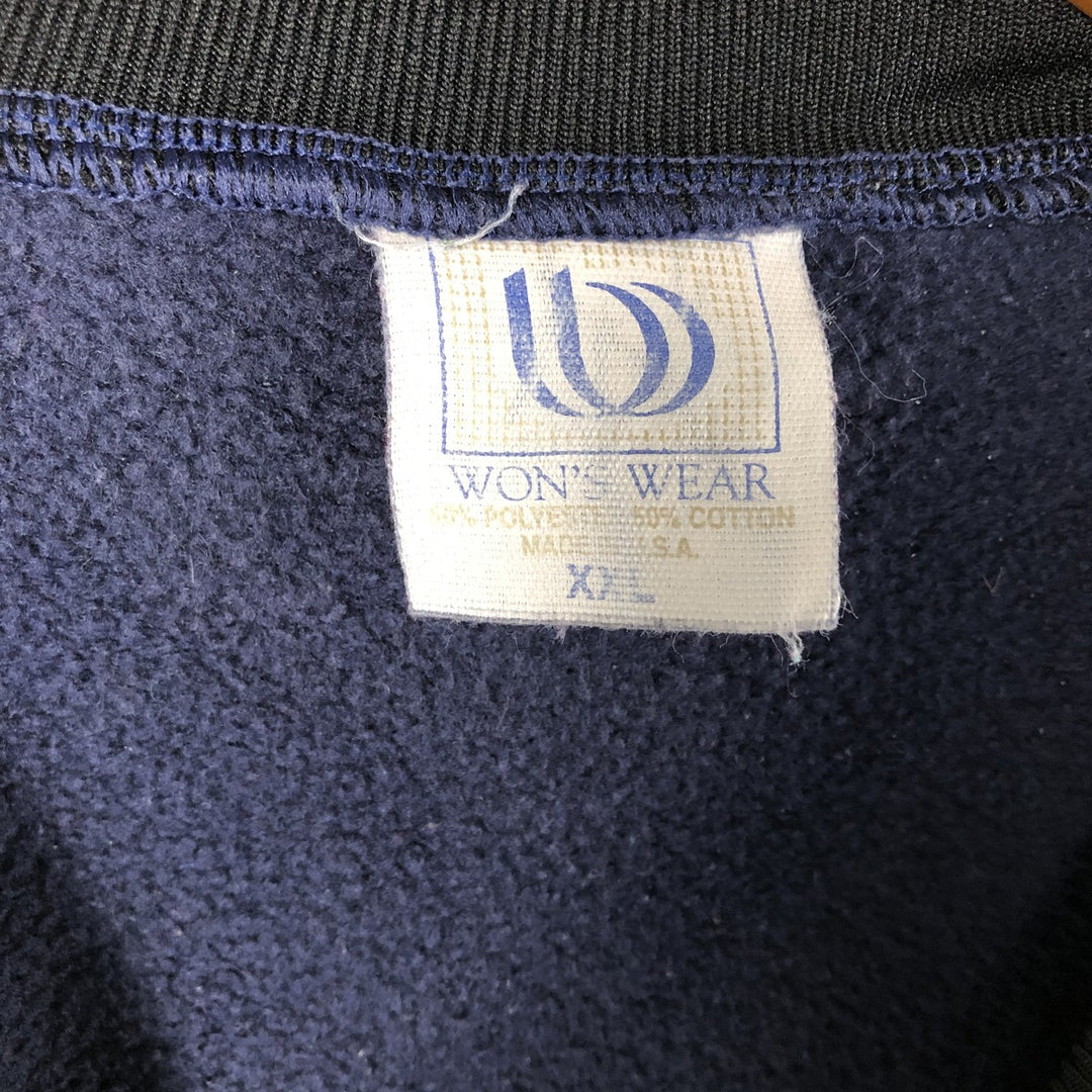 Vintage 90'S WON'S WEAR plain blank sweatshirt, made in the USA, men's size XXL polyester navy blue type Vintage Second Hand