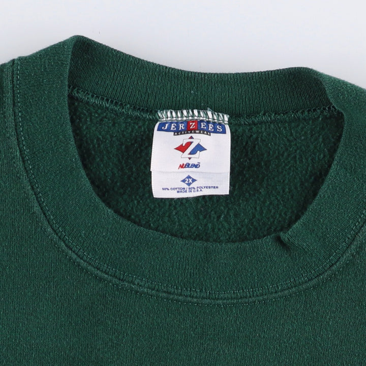 90'S Jerzees Plain Blank Sweatshirt Trainer Made in USA Men's XXL Vintage cotton Green type dark green Vintage Second Hand