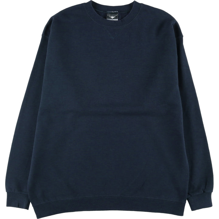 Cheetah plain blank sweatshirt, made in the USA, men's size L cotton navy blue type Vintage Second Hand