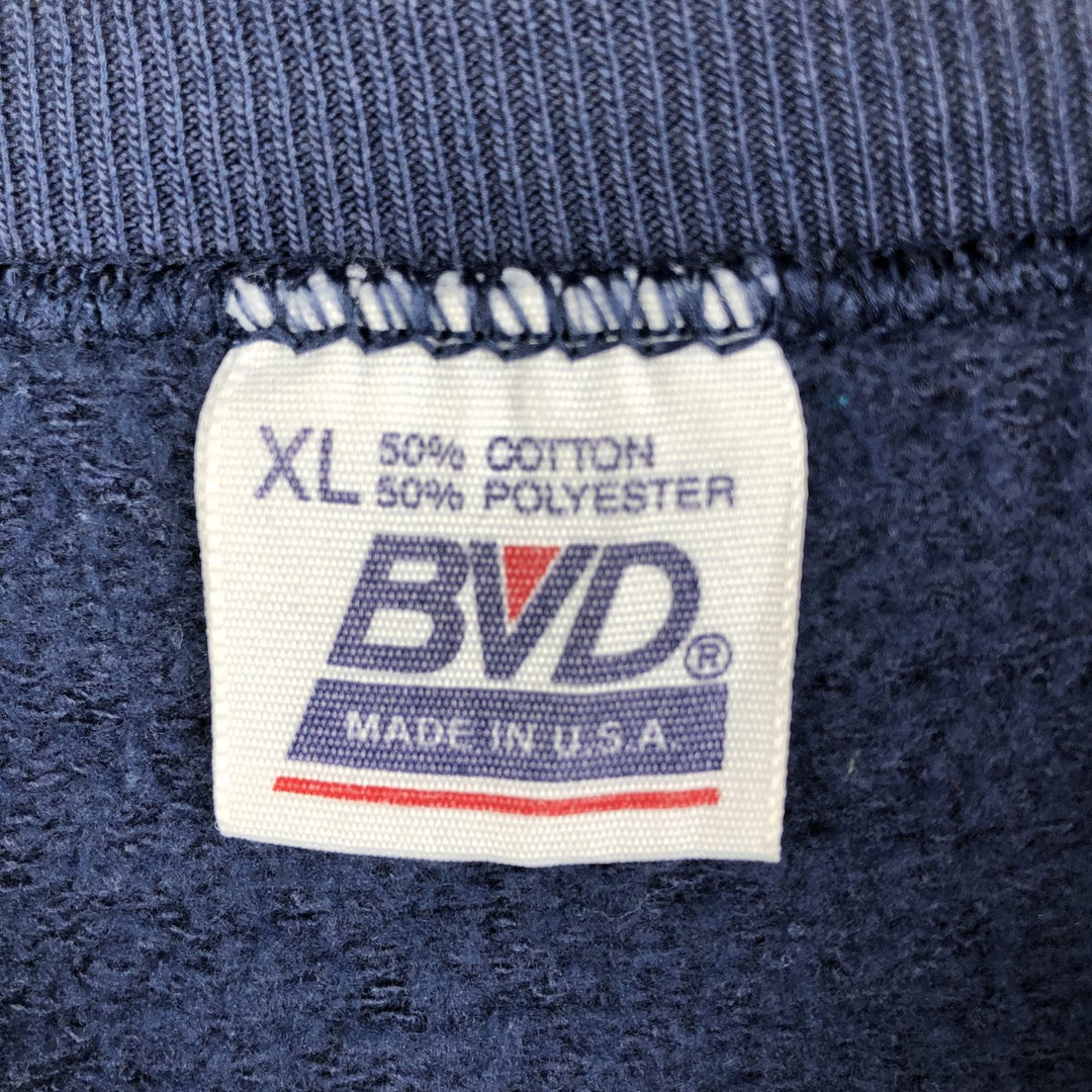 90'S BVD plain blank sweatshirt, sweatshirt, made in USA, men's XL size, vintage cotton navy blue type Vintage Second Hand