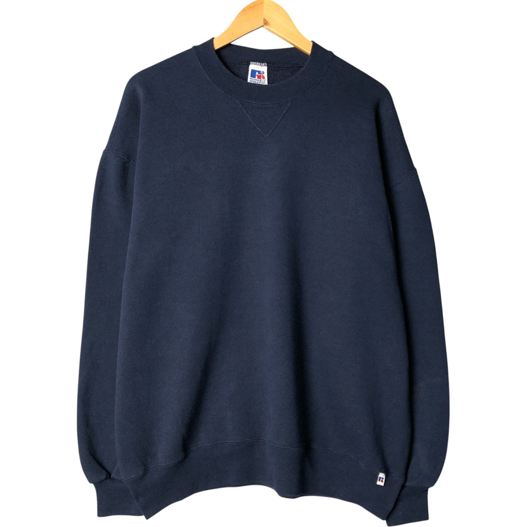 90'S Russell plain blank sweatshirt, sweatshirt, men's XL size, vintage cotton navy blue type Vintage Second Hand