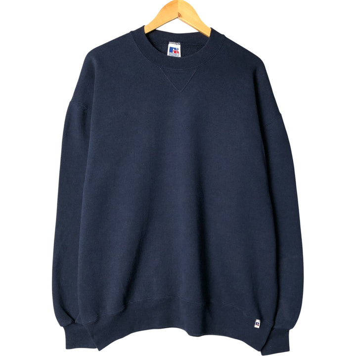 90'S Russell plain blank sweatshirt, sweatshirt, men's XL size, vintage cotton navy blue type Vintage Second Hand