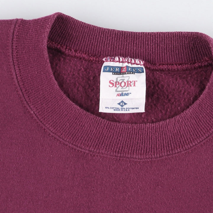 90'S Jerzees Plain Blank Sweatshirt Trainer Made in USA Men's XL Vintage cotton Purple type red-purple Vintage Second Hand