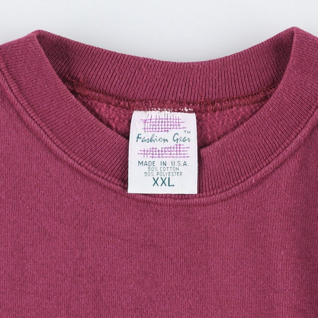 Fashion Gear Solid Color Blank Sweatshirt, Made in USA, Men's XXL cotton Red type red-purple Vintage Second Hand