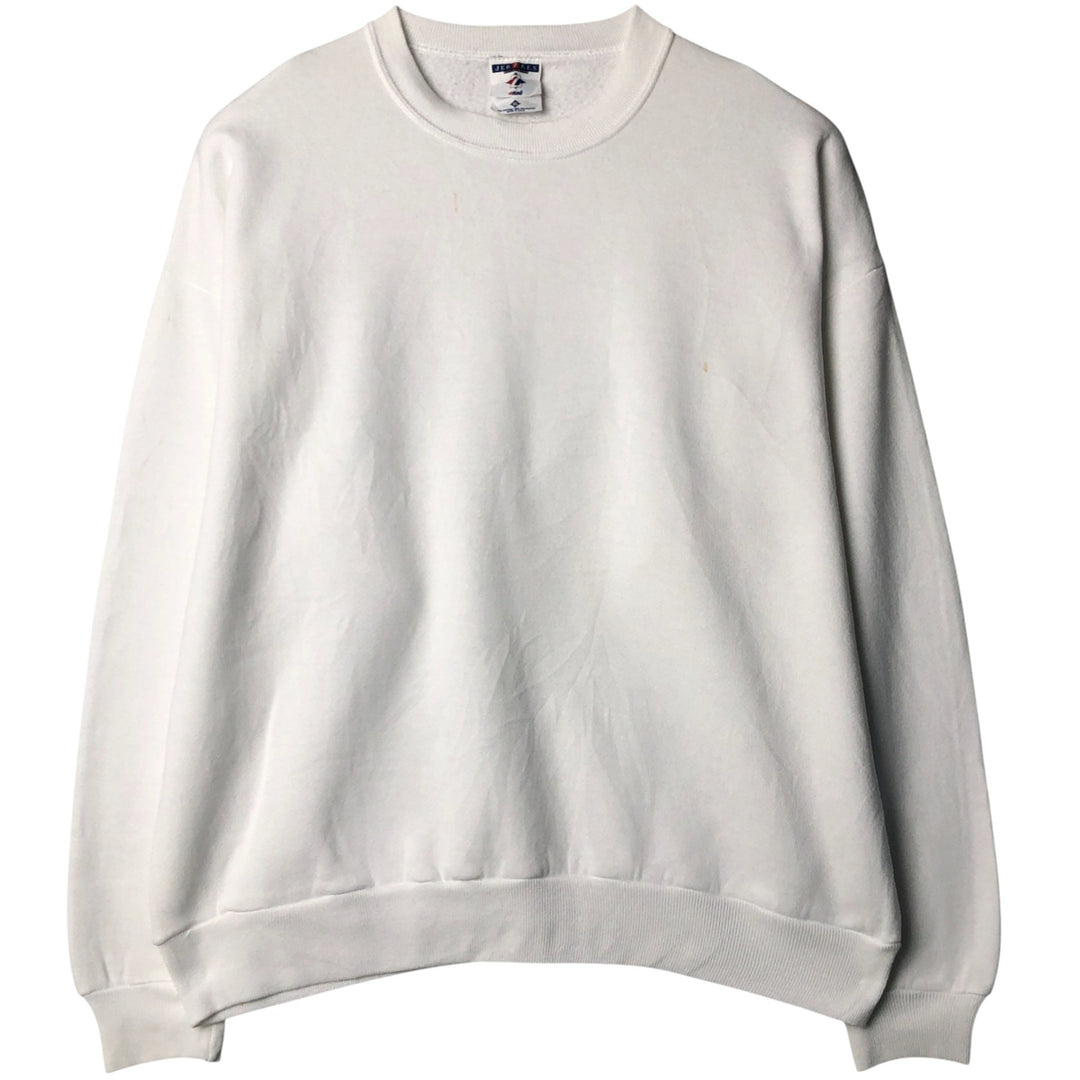 90'S Jerzees Plain Blank Sweatshirt Trainer Made in USA Men's XL Vintage cotton white type Vintage Second Hand