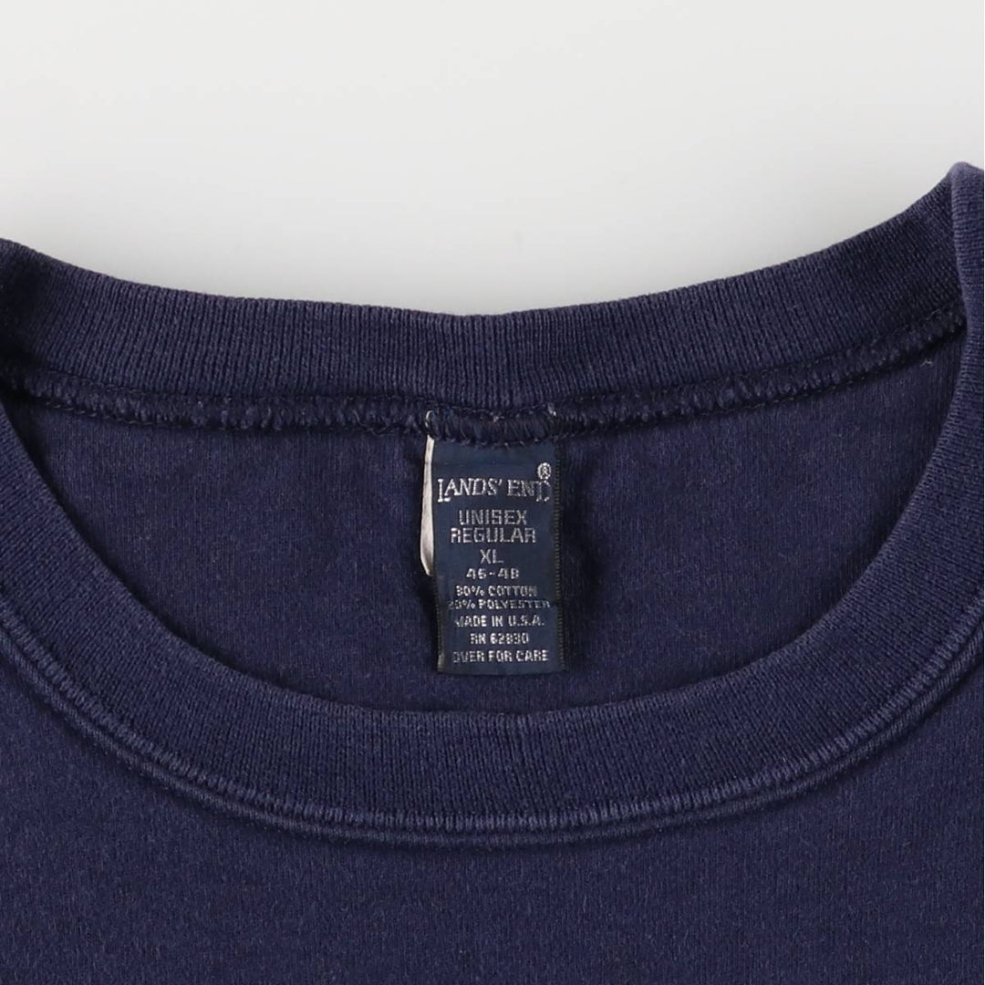 Vintage 90'S Lands' End plain blank sweatshirt, made in the USA, men's size XL cotton navy blue type Vintage Second Hand