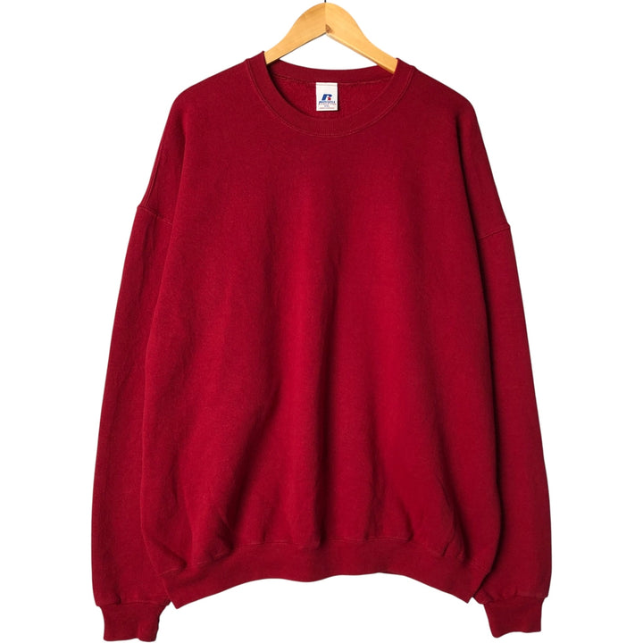 2000'S - Russell plain blank sweatshirt, men's size XXL cotton red type Vintage Second Hand