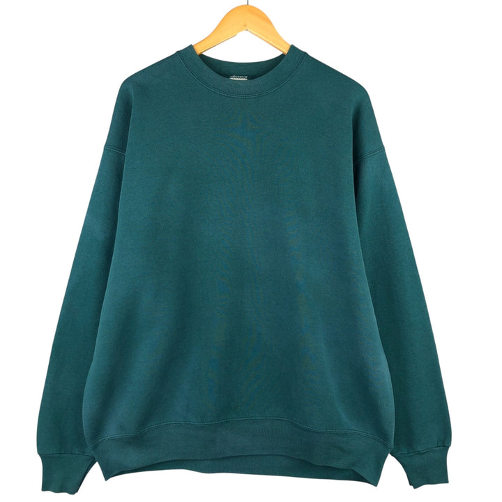 Vintage 90'S MUNSINGWEAR plain blank sweatshirt, made in the USA, men's size XL cotton Green type dark green Vintage Second Hand