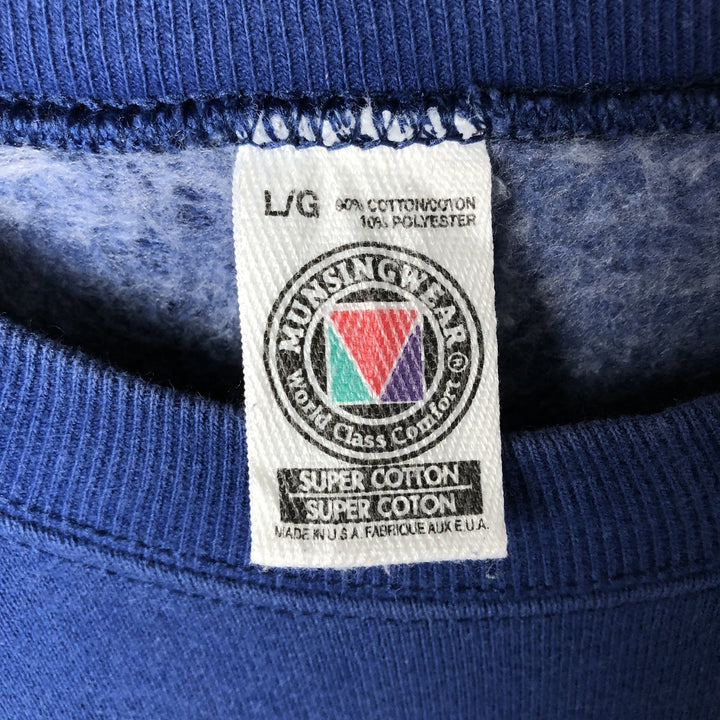 Vintage 90'S MUNSINGWEAR plain blank sweatshirt, made in the USA, men's size L cotton Navy blue Vintage Second Hand