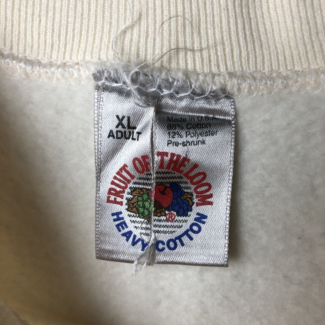 90'S Fruit of the Loom plain blank sweatshirt, made in the USA, men's size XL, long sleeve, vintage cotton ivory Vintage Second Hand