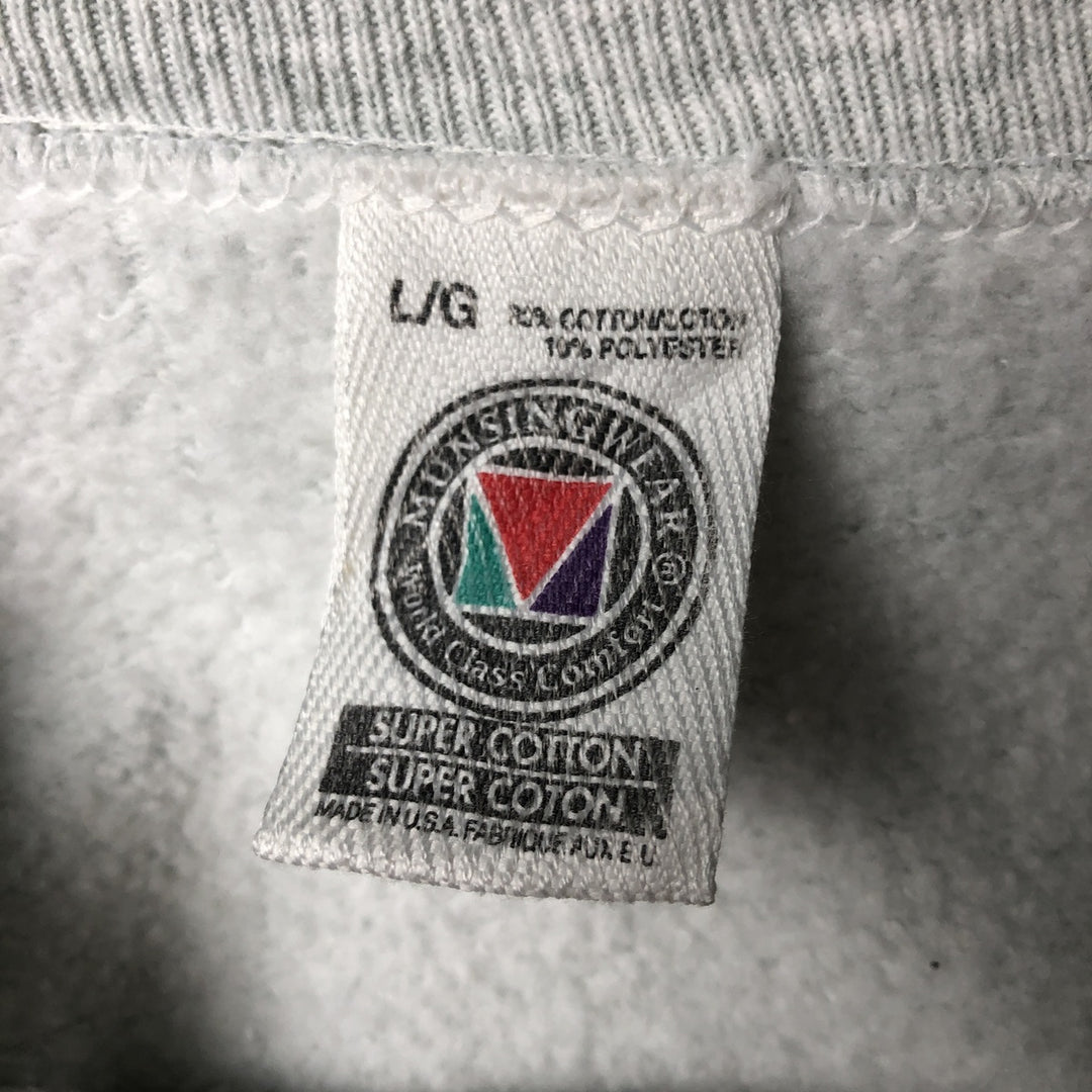 Vintage 90'S Munsing Wear plain blank sweatshirt, made in the USA, men's size L cotton gray type Vintage Second Hand