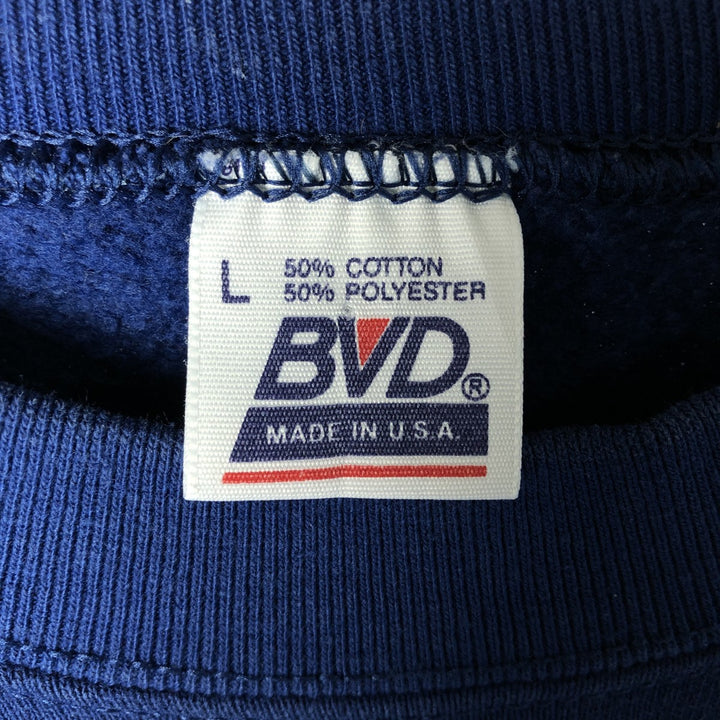 90'S BVD plain blank sweatshirt, sweatshirt, made in USA, men's size L, vintage cotton Navy blue Vintage Second Hand