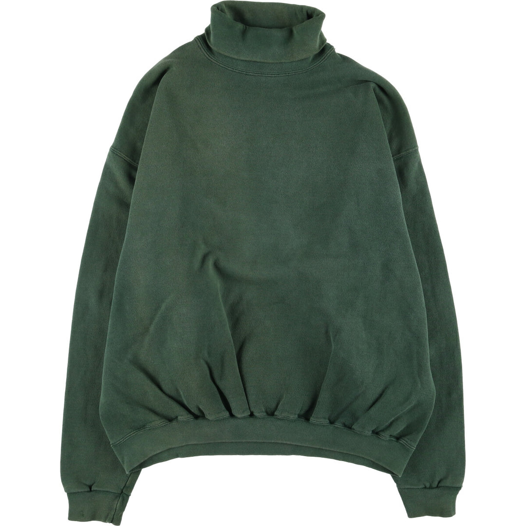 Tultex ATHLETIG WEIGHT Turtleneck Sweatshirt, Solid Color, Made in USA, Men's Size L cotton Green type dark green Vintage Second Hand