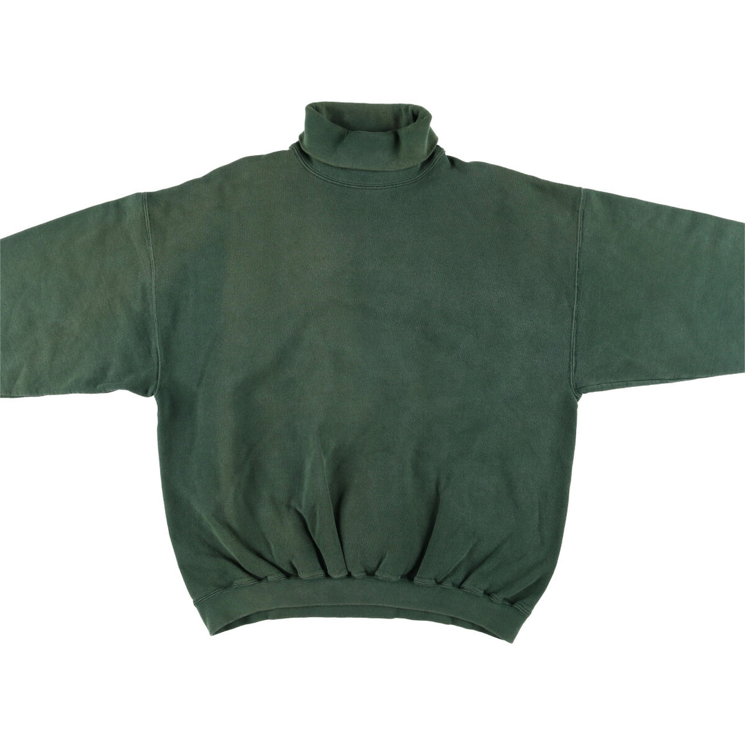 Tultex ATHLETIG WEIGHT Turtleneck Sweatshirt, Solid Color, Made in USA, Men's Size L cotton Green type dark green Vintage Second Hand