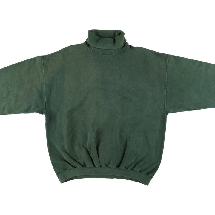 Tultex ATHLETIG WEIGHT Turtleneck Sweatshirt, Solid Color, Made in USA, Men's Size L cotton Green type dark green Vintage Second Hand