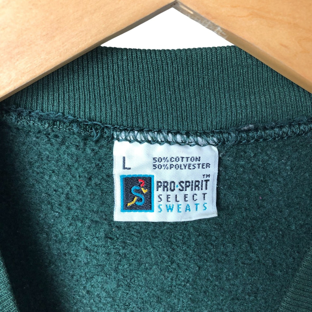 90'S PRO SPIRIT plain blank sweatshirt, made in USA, men's size L, vintage cotton Green type dark green Vintage Second Hand