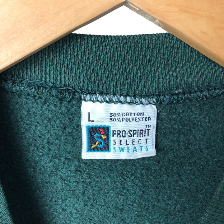 90'S PRO SPIRIT plain blank sweatshirt, made in USA, men's size L, vintage cotton Green type dark green Vintage Second Hand