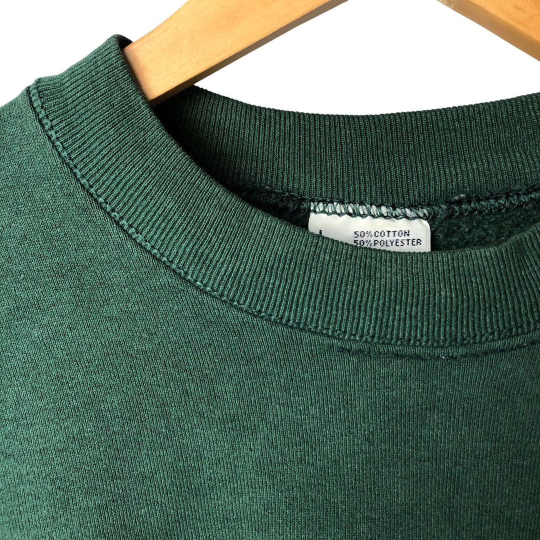 90'S PRO SPIRIT plain blank sweatshirt, made in USA, men's size L, vintage cotton Green type dark green Vintage Second Hand