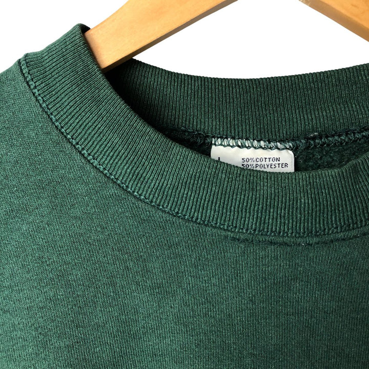 90'S PRO SPIRIT plain blank sweatshirt, made in USA, men's size L, vintage cotton Green type dark green Vintage Second Hand