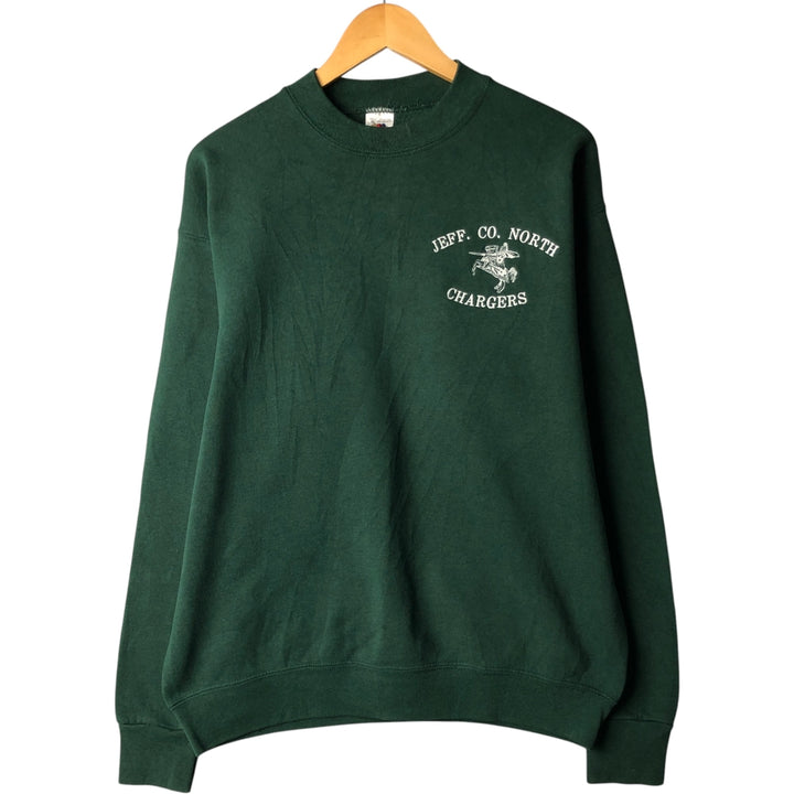 90'S Fruit of the Loom printed sweatshirt, made in the USA, men's XL size, vintage cotton green type Vintage Second Hand