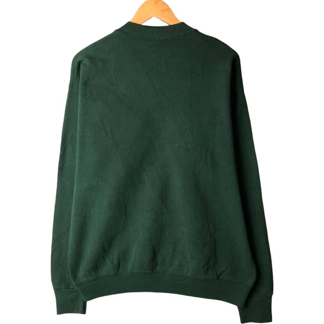 90'S Fruit of the Loom printed sweatshirt, made in the USA, men's XL size, vintage cotton green type Vintage Second Hand