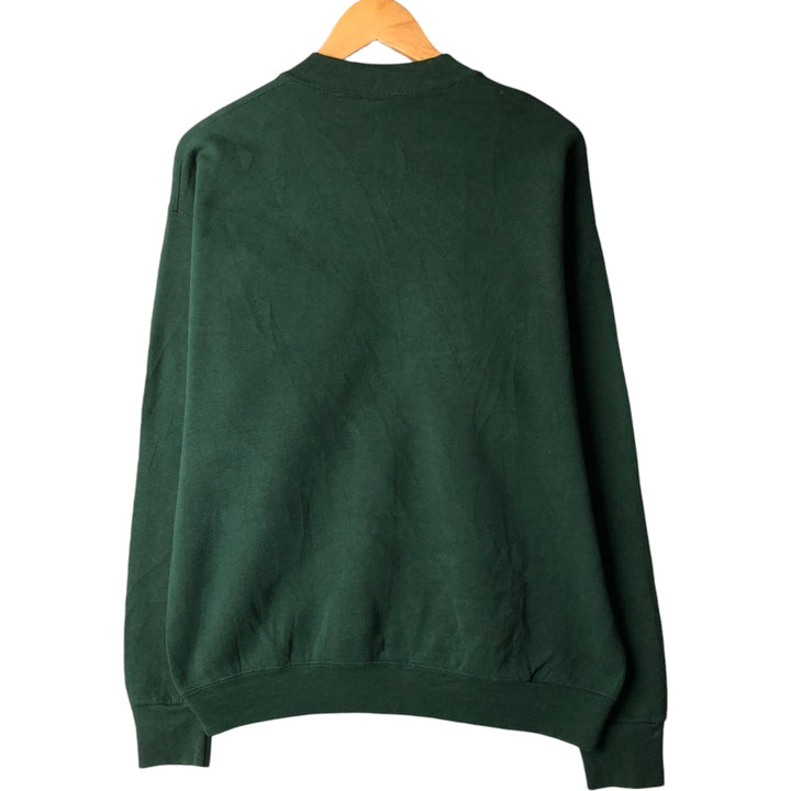 90'S Fruit of the Loom printed sweatshirt, made in the USA, men's XL size, vintage cotton green type Vintage Second Hand
