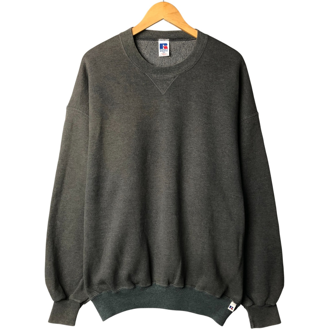 90'S Russell plain blank sweatshirt, sweatshirt, men's XXL size, vintage cotton Charcoal Vintage Second Hand