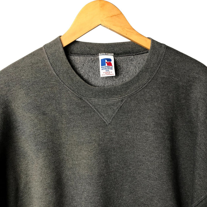 90'S Russell plain blank sweatshirt, sweatshirt, men's XXL size, vintage cotton Charcoal Vintage Second Hand
