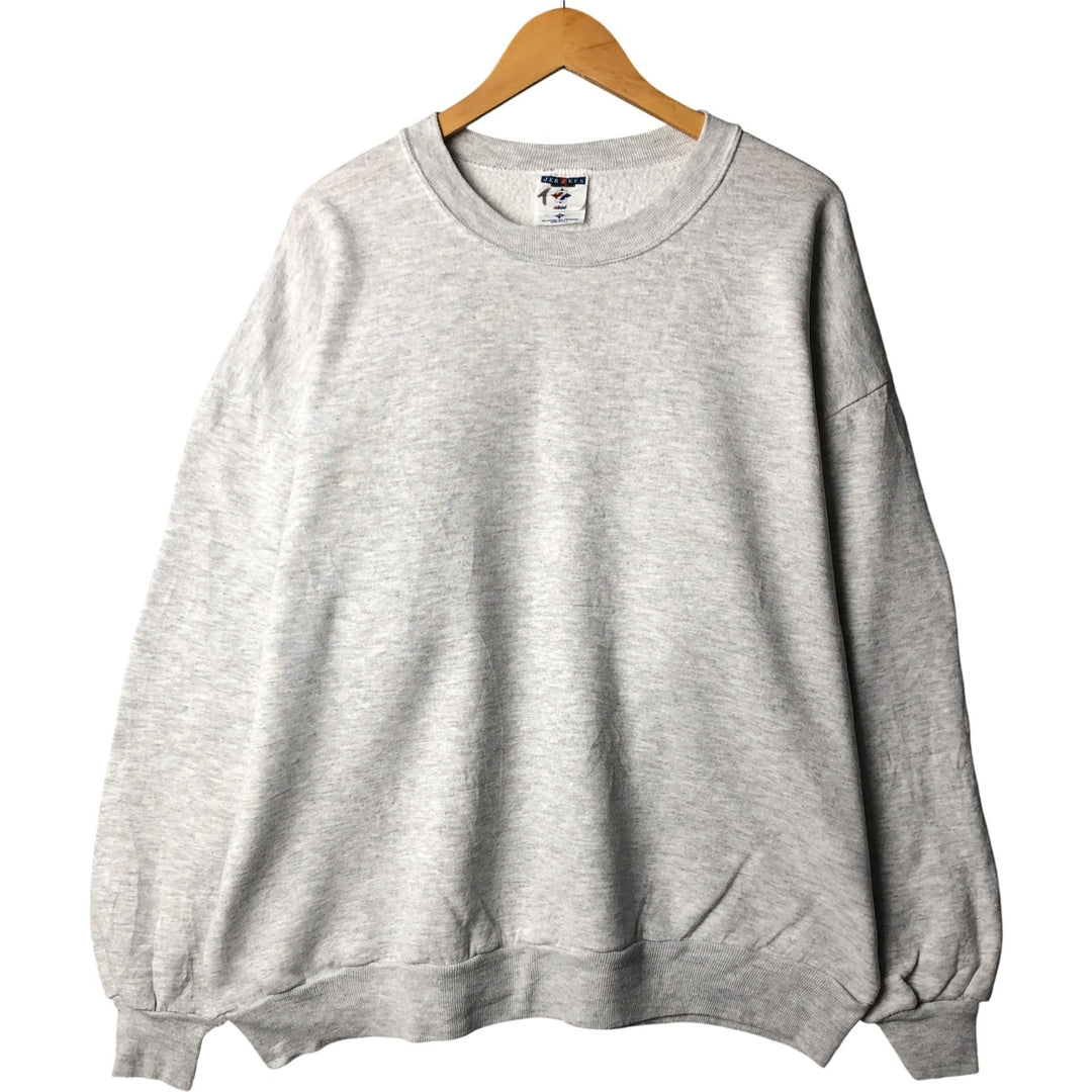 90'S Jerzees Plain Blank Sweatshirt Trainer Made in USA Men's XXL Vintage cotton pale white type Vintage Second Hand