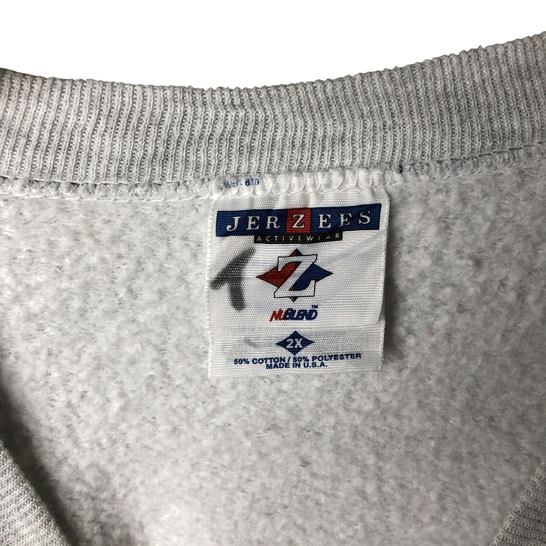 90'S Jerzees Plain Blank Sweatshirt Trainer Made in USA Men's XXL Vintage cotton pale white type Vintage Second Hand