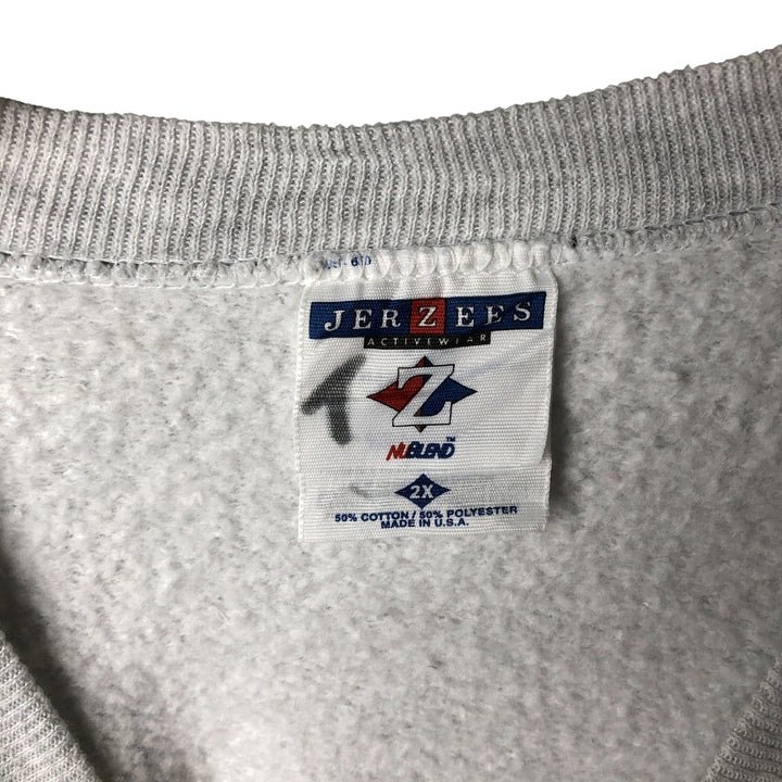 90'S Jerzees Plain Blank Sweatshirt Trainer Made in USA Men's XXL Vintage cotton pale white type Vintage Second Hand