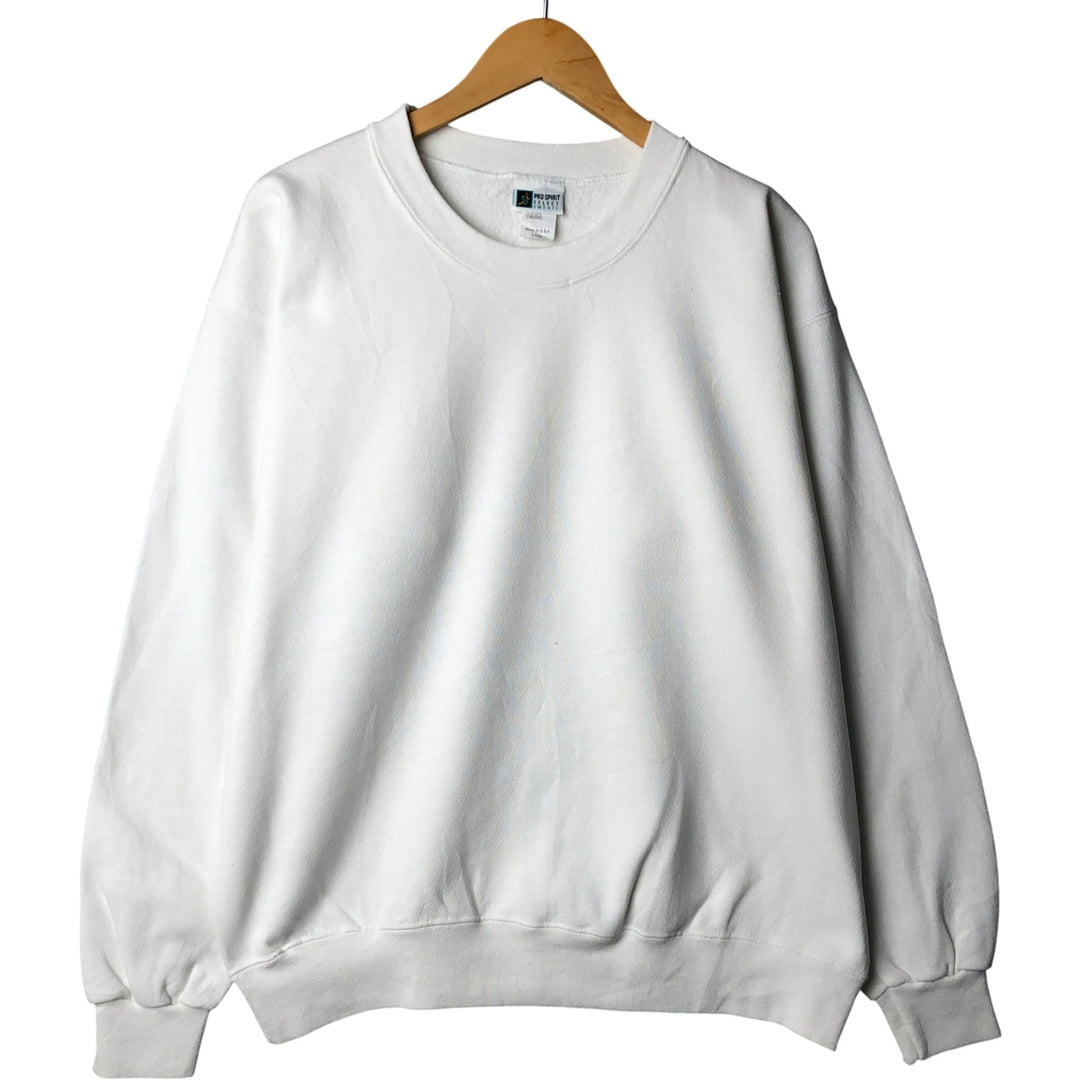 90'S PRO SPIRIT plain blank sweatshirt, made in USA, men's size L, vintage cotton white type Vintage Second Hand