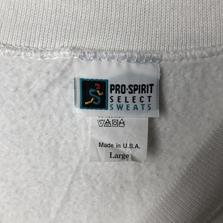 90'S PRO SPIRIT plain blank sweatshirt, made in USA, men's size L, vintage cotton white type Vintage Second Hand