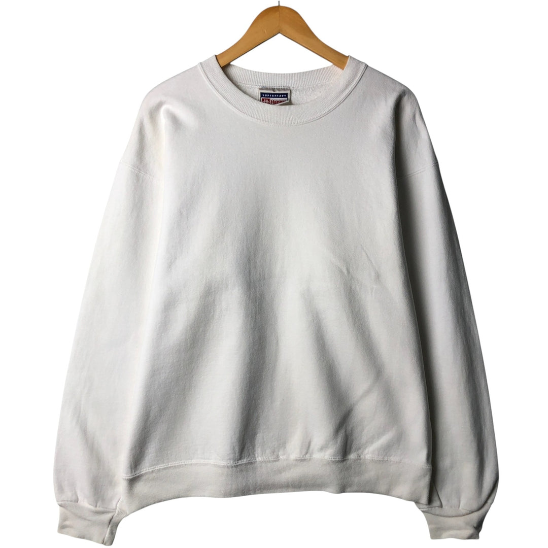 Vintage 90s-00'S Hanes Superheavy Cotton plain blank sweatshirt, men's size XL unclear white type Vintage Second Hand
