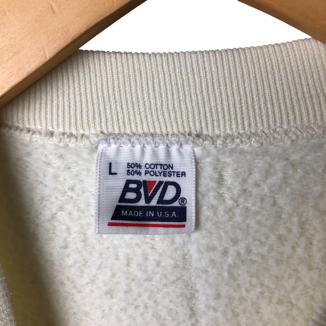 90'S BVD plain blank sweatshirt, sweatshirt, made in USA, men's size L, vintage cotton unbleached Vintage Second Hand