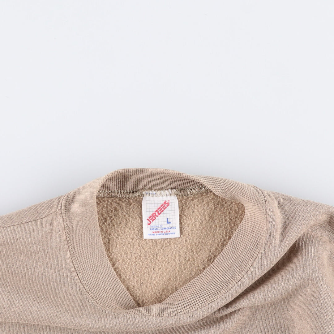 Vintage 80s-90'S Jerzees Russell plain blank sweatshirt, made in the USA, size L, men's cotton Beige type Vintage Second Hand