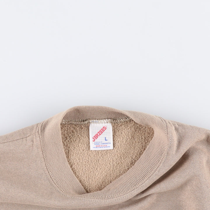 Vintage 80s-90'S Jerzees Russell plain blank sweatshirt, made in the USA, size L, men's cotton Beige type Vintage Second Hand