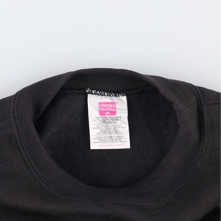 Vintage 90'S Hanes HER WAY plain blank sweatshirt, size L, men's cotton black type Vintage Second Hand