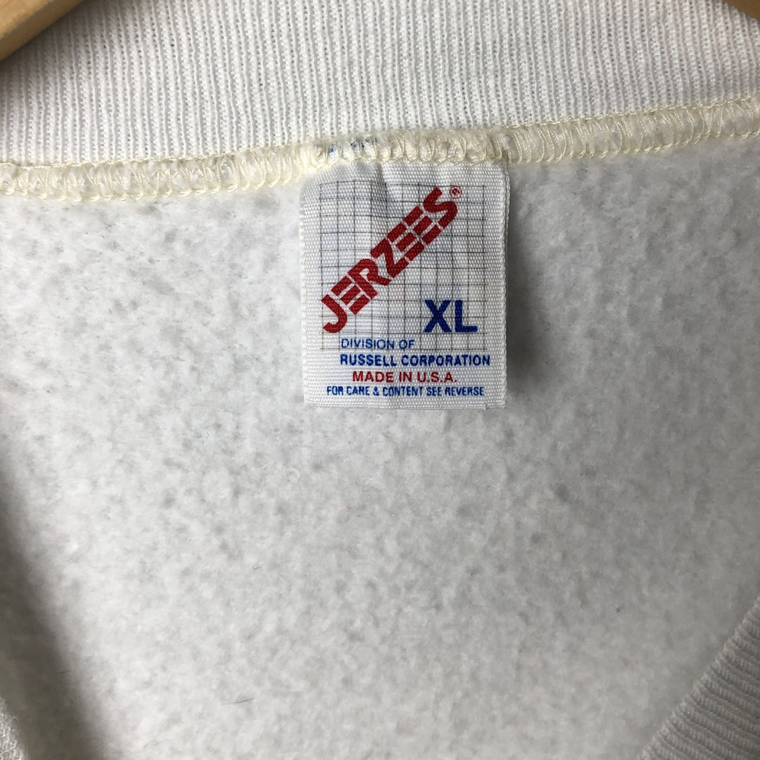 80s-90'S Jerzees Plain Blank Sweatshirt Trainer Made in USA Men's XL Vintage cotton white type Vintage Second Hand