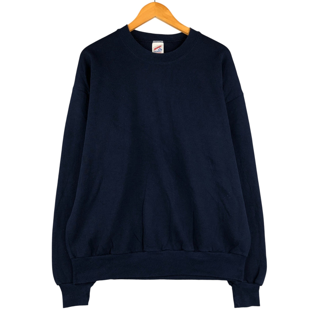 Vintage 80s-90'S Jerzees plain blank sweatshirt, men's size XL cotton navy blue type Vintage Second Hand