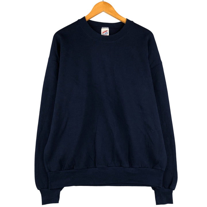 Vintage 80s-90'S Jerzees plain blank sweatshirt, men's size XL cotton navy blue type Vintage Second Hand