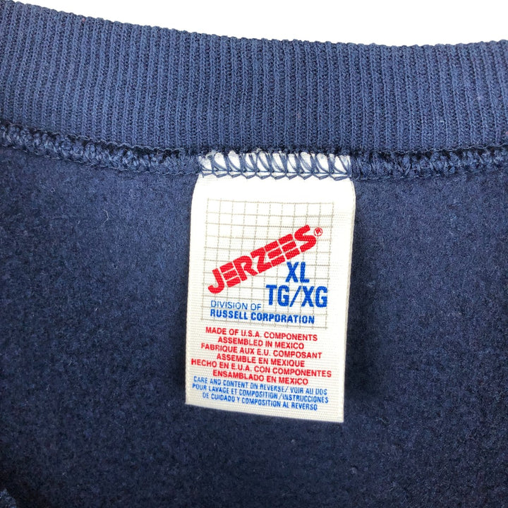 Vintage 80s-90'S Jerzees plain blank sweatshirt, men's size XL cotton navy blue type Vintage Second Hand