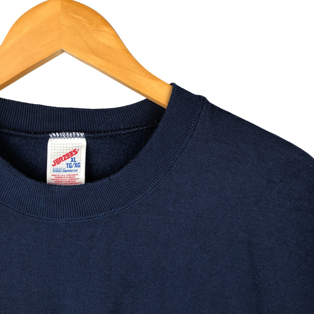 Vintage 80s-90'S Jerzees plain blank sweatshirt, men's size XL cotton navy blue type Vintage Second Hand