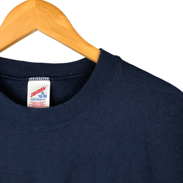 Vintage 80s-90'S Jerzees plain blank sweatshirt, men's size XL cotton navy blue type Vintage Second Hand