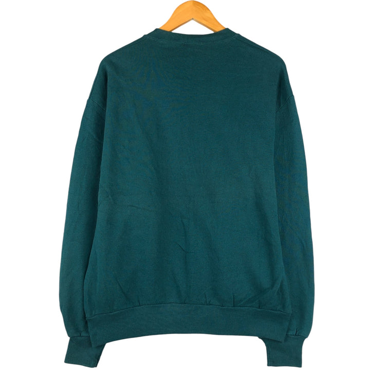 80s-90'S Jerzees Plain Blank Sweatshirt Trainer Made in USA Men's Size L Vintage cotton Emerald green Vintage Second Hand