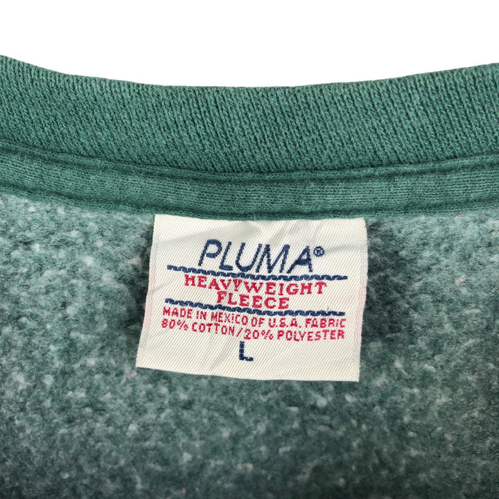 PLUMA plain blank sweatshirt, men's size L cotton Green type dark green Vintage Second Hand