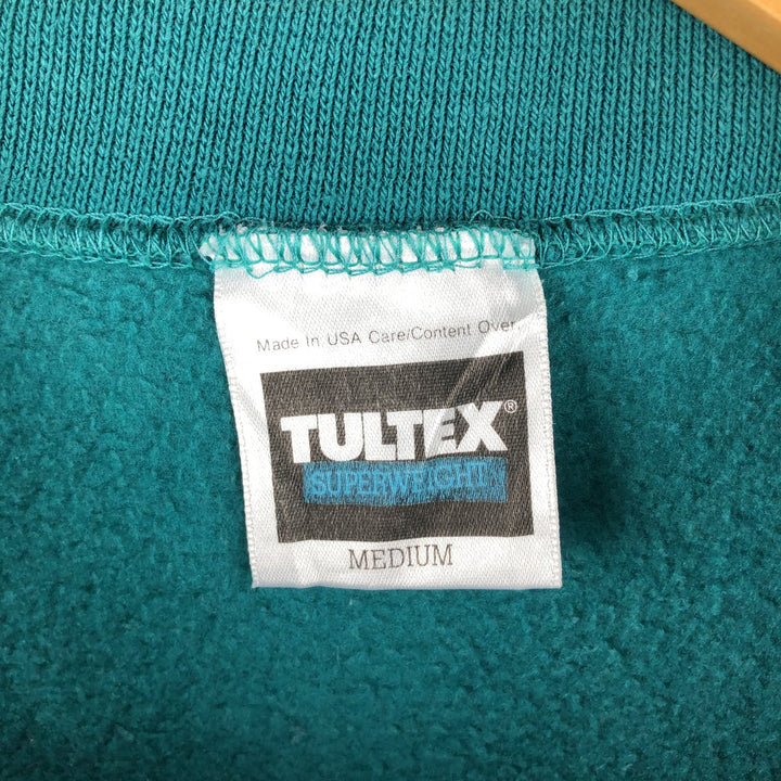 Vintage 90'S TULTEX plain blank sweatshirt, made in the USA, men's size M. cotton Emerald green Vintage Second Hand