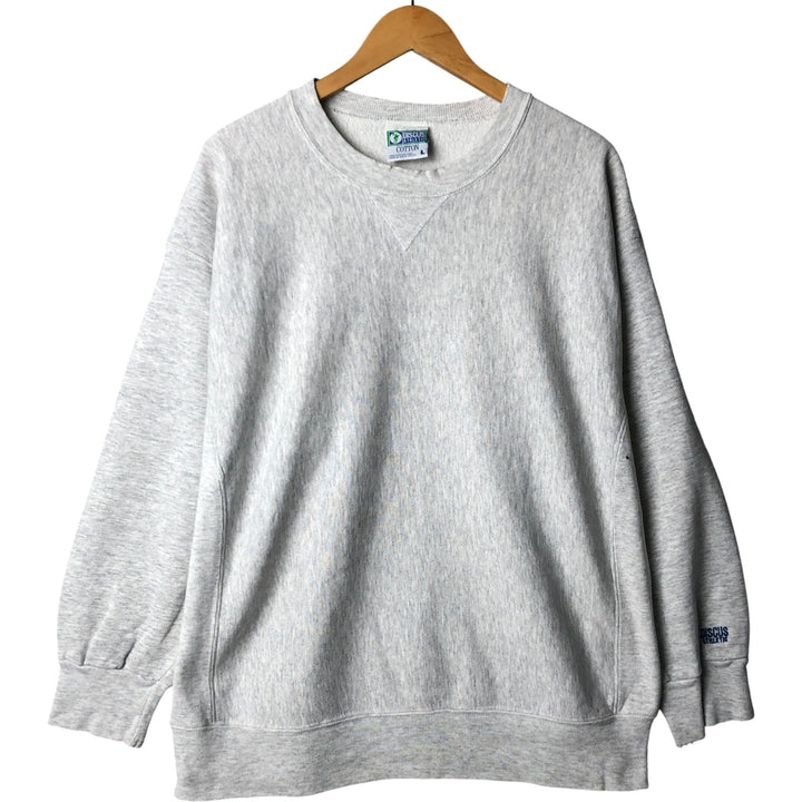 Vintage 90'S DISCUS ATHELETIC plain blank sweatshirt, made in the USA, size L, men's cotton pale white type Vintage Second Hand